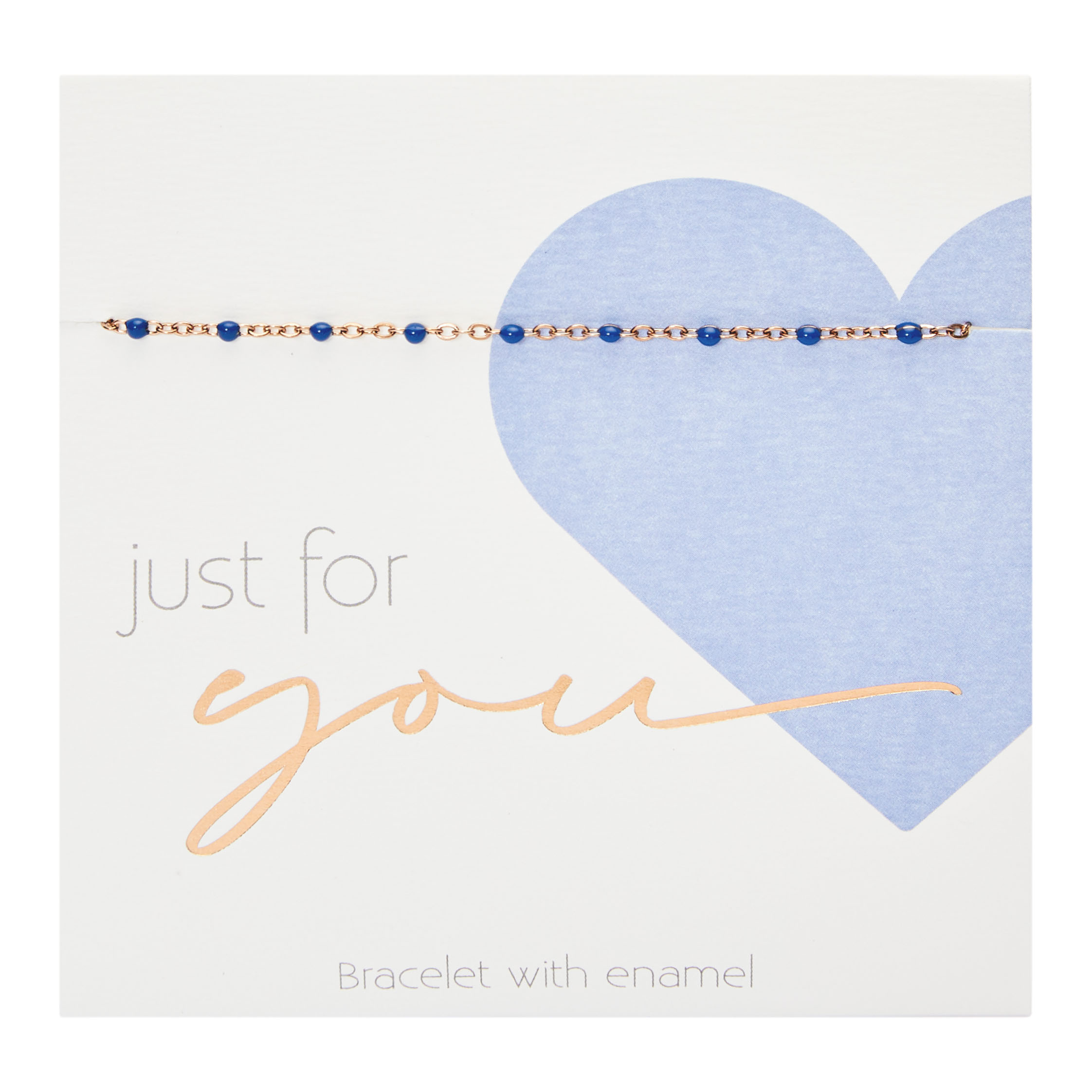 Armband - "Just for you" - rosévergoldet - blau