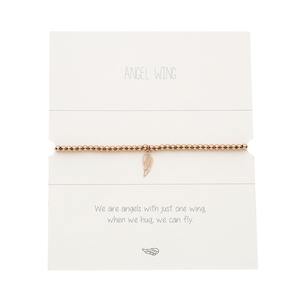 Ball Bracelet - Rose Gold Plated - Angel Wings