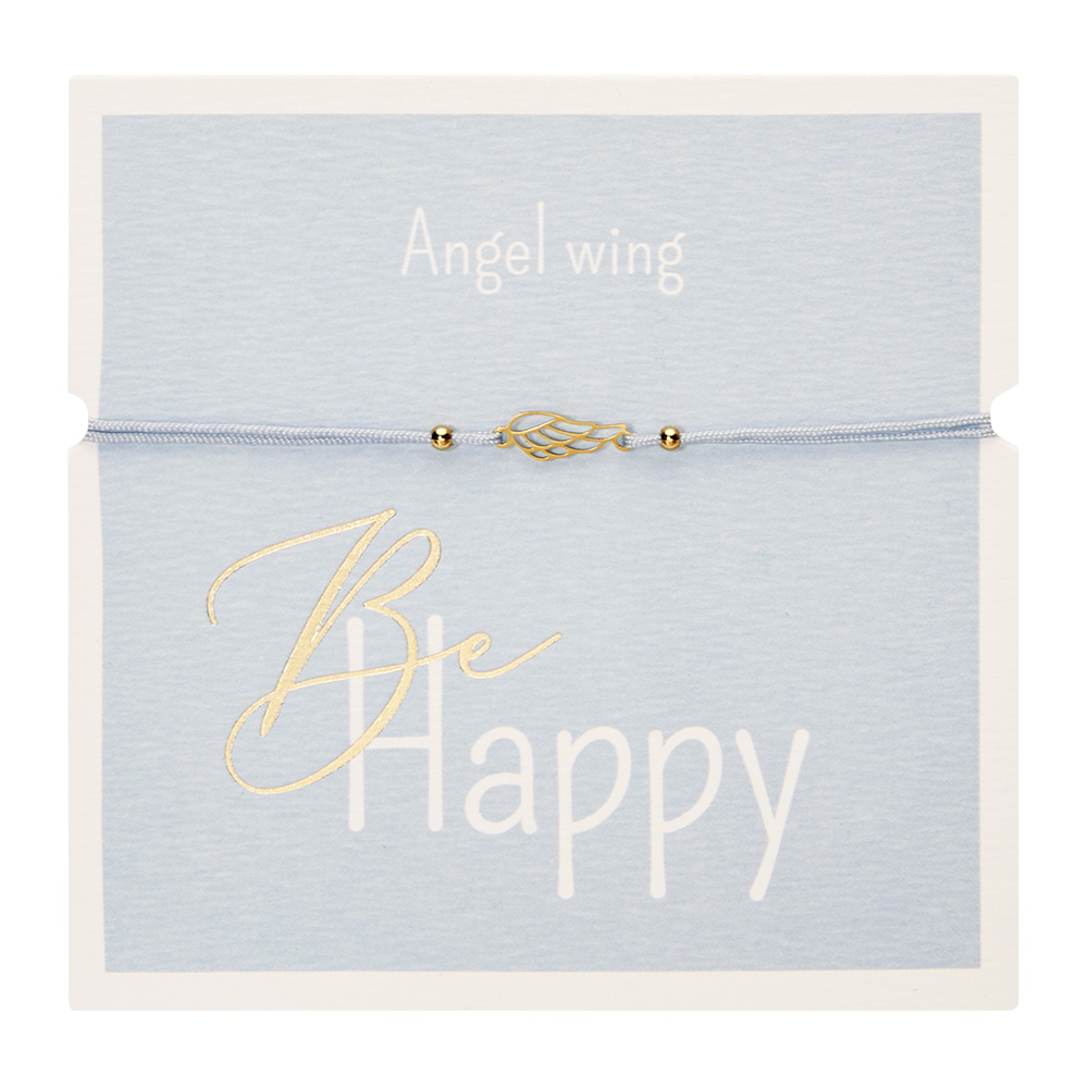 Bracelet - "Be Happy" - gold pl. - wing