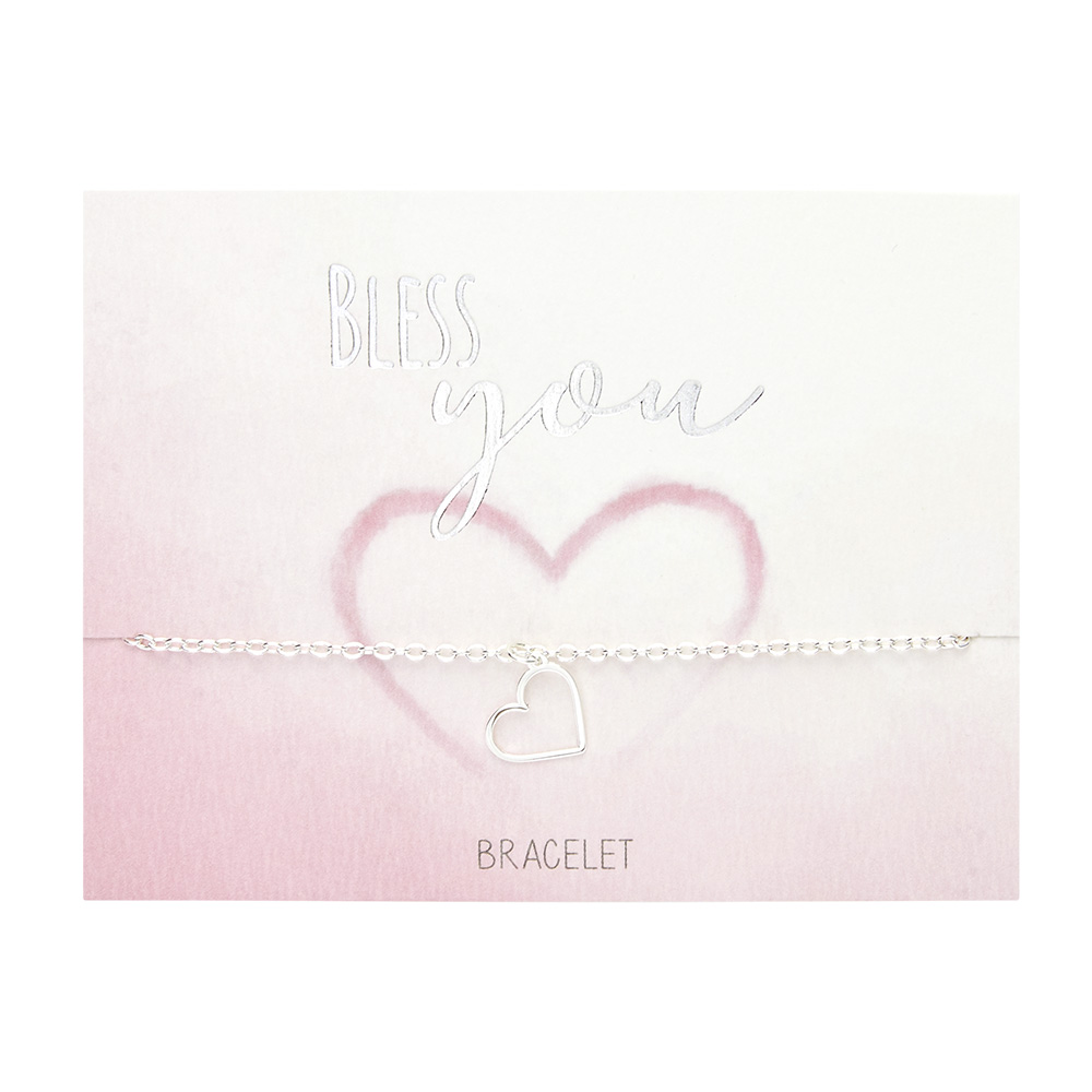 Bracelet - "Bless you" - silver pl. - heart