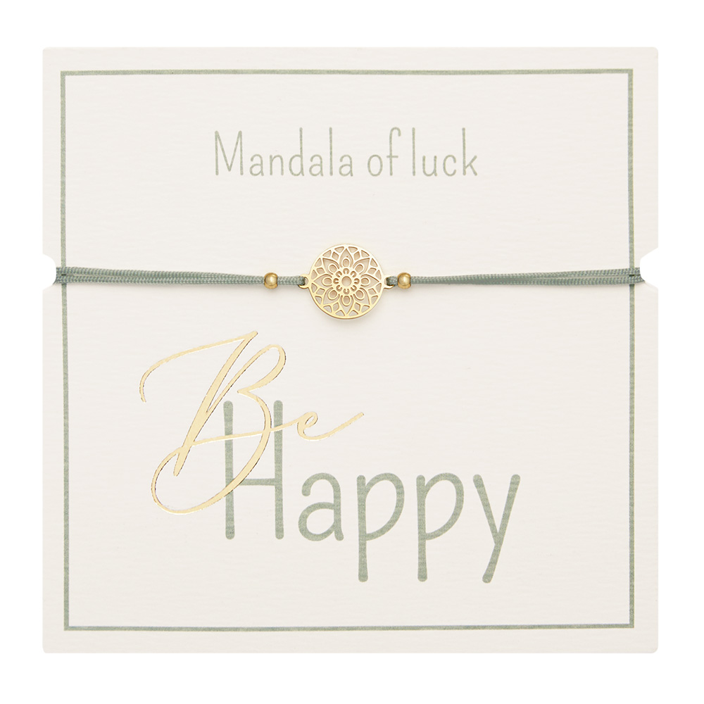 Bracelet - "Be Happy" - gold pl. - mandala of luck
