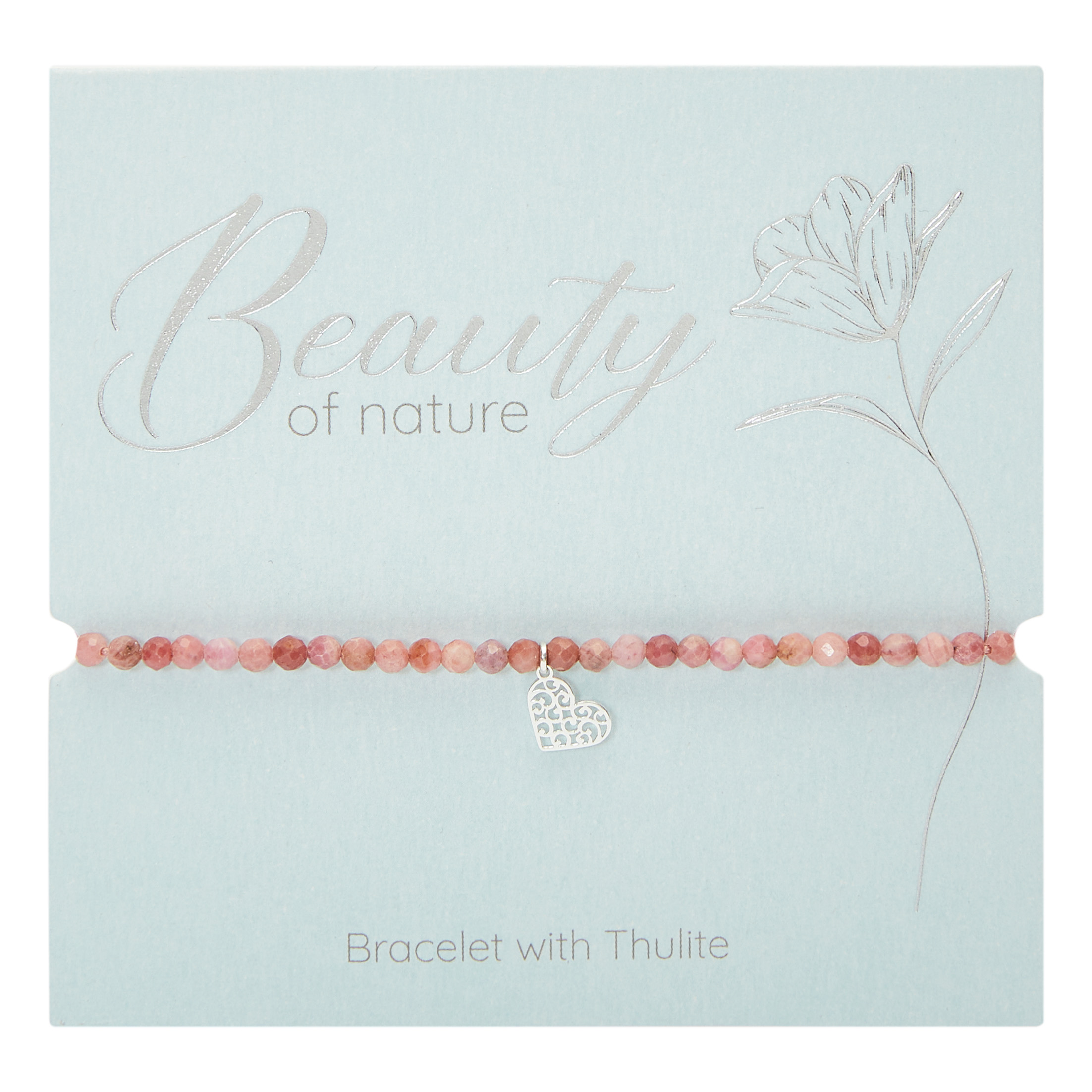 Armband - "Beauty of nature" - versilbert - Thulit - Herz