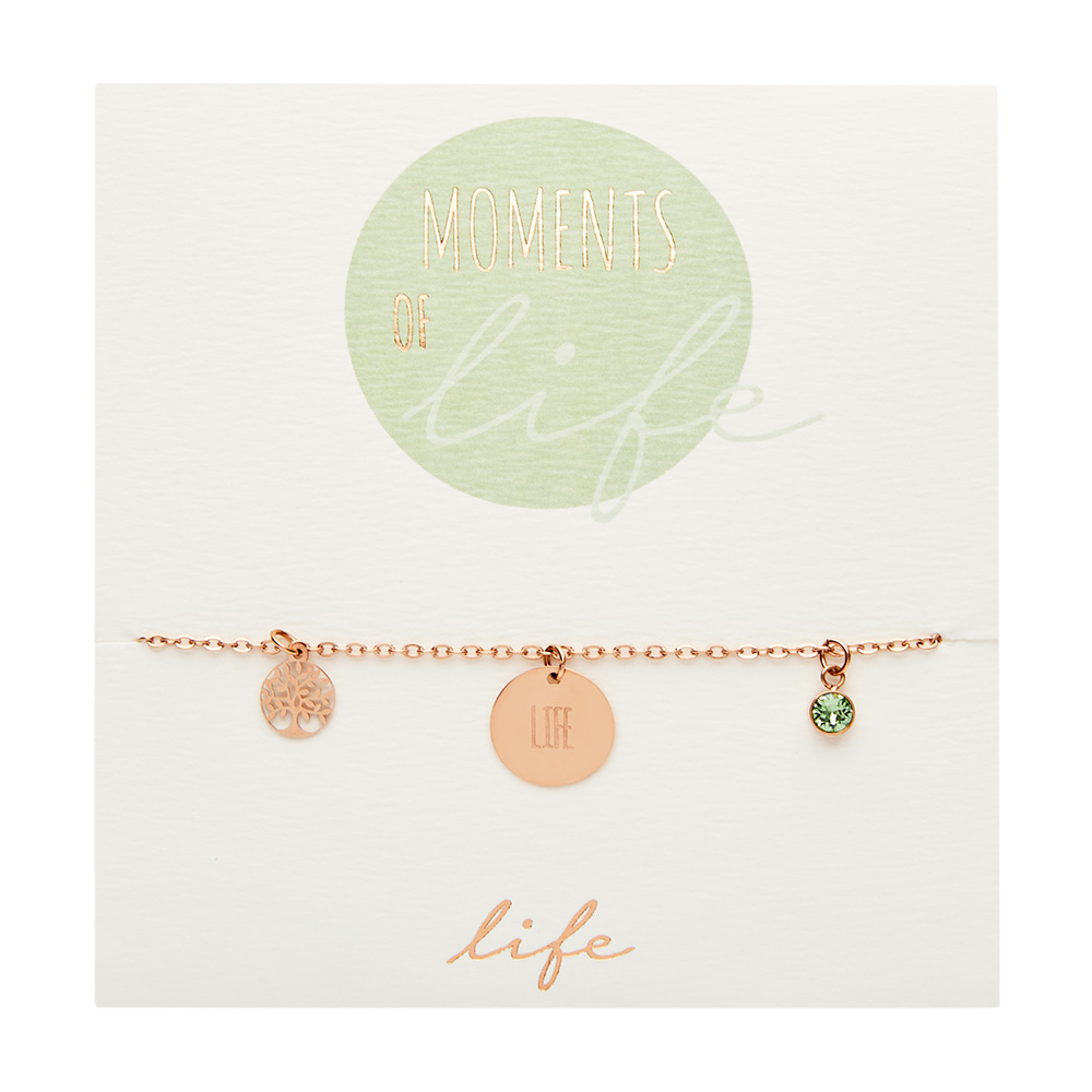 Bracelet - "Moments of life" - rose gold plated - Life