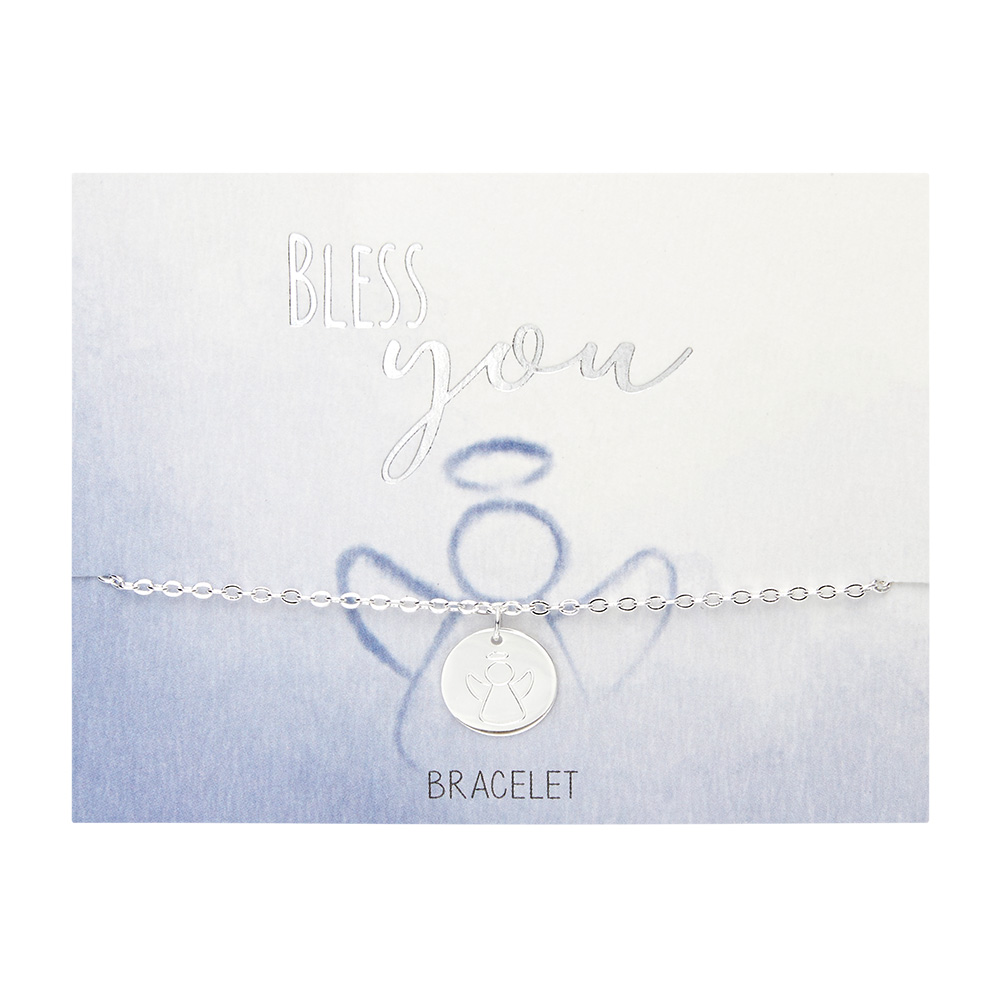 Bracelet - "Bless you" - silver pl.- angel