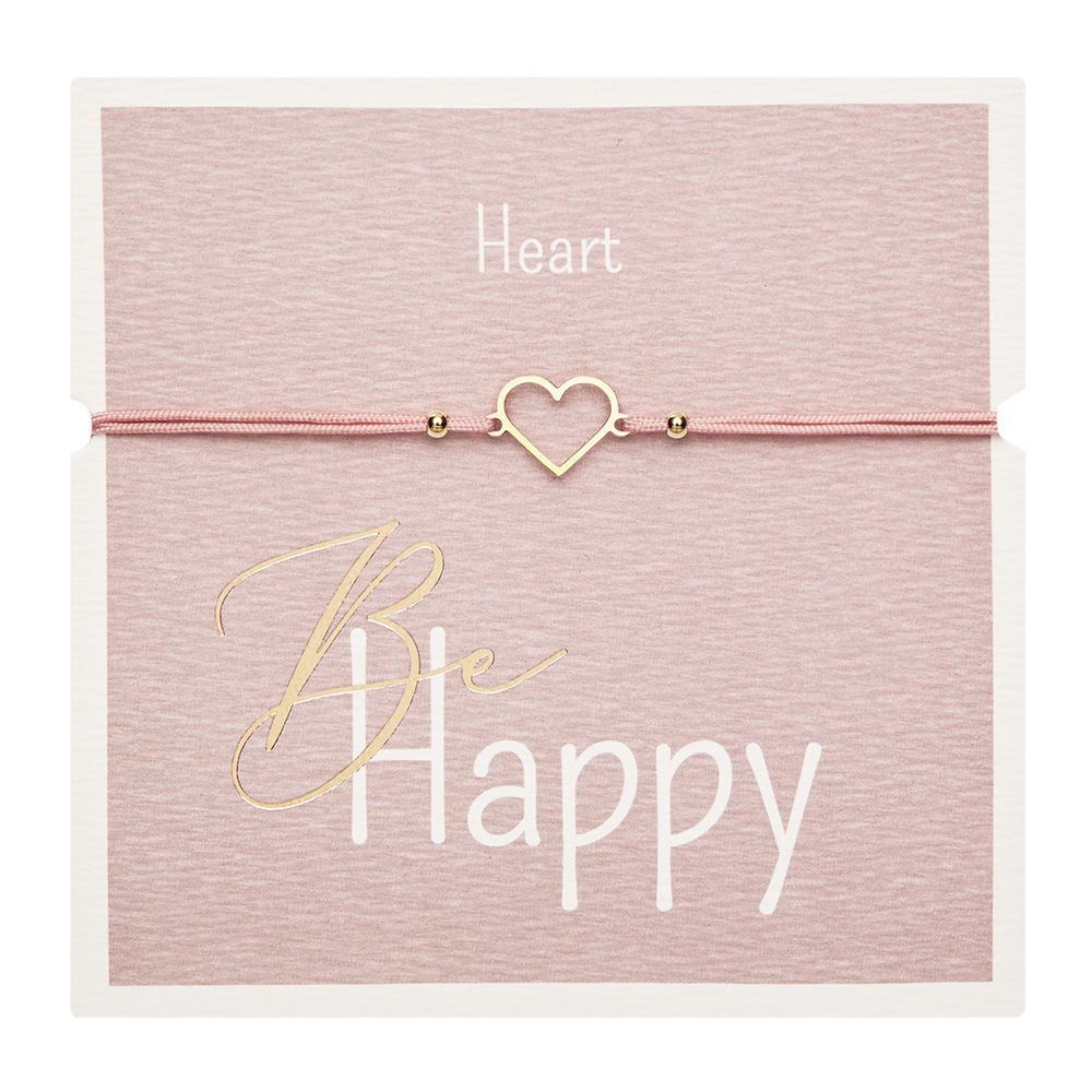 Bracelet - "Be Happy" - gold pl. - heart